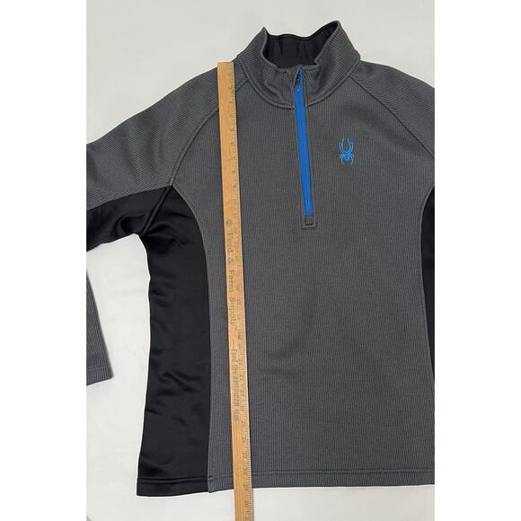 Spyder Gait Knit Sweater Men's XL Gray Black Blue Long Sleeve 1/4 Zip Polyester - Picture 6 of 10
